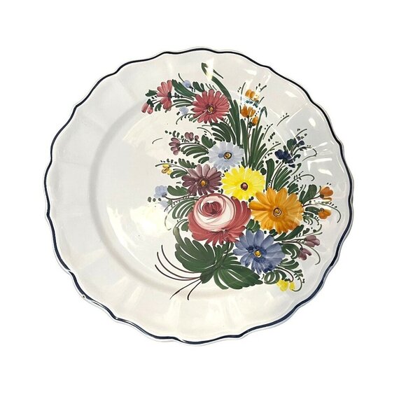 Castelli Italy Floral Faience Platter 11.5" Dinner Plate Decorative - Picture 1 of 6
